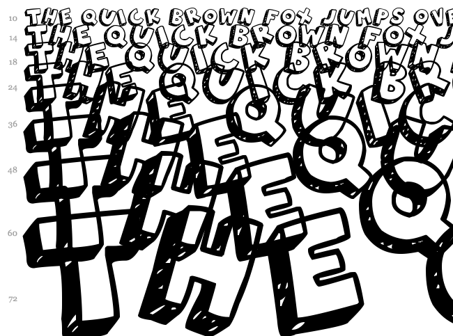 3D Hand Drawns font waterfall